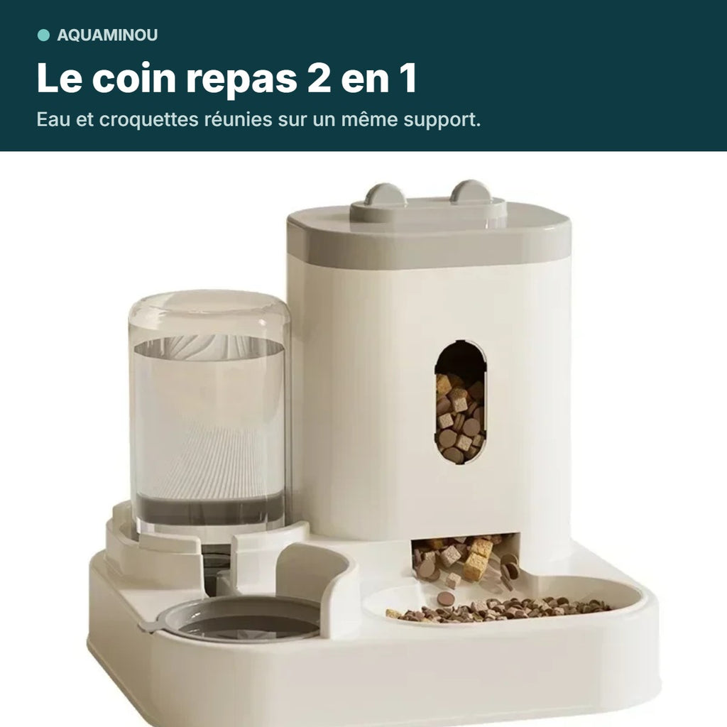 Station repas 2 en 1 eau et croquettes